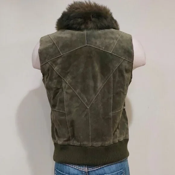 💋BOHO CHIC💋 Stunning Y2K VTG Camo Distressed Genuine Leather Vest - Picture 9 of 16